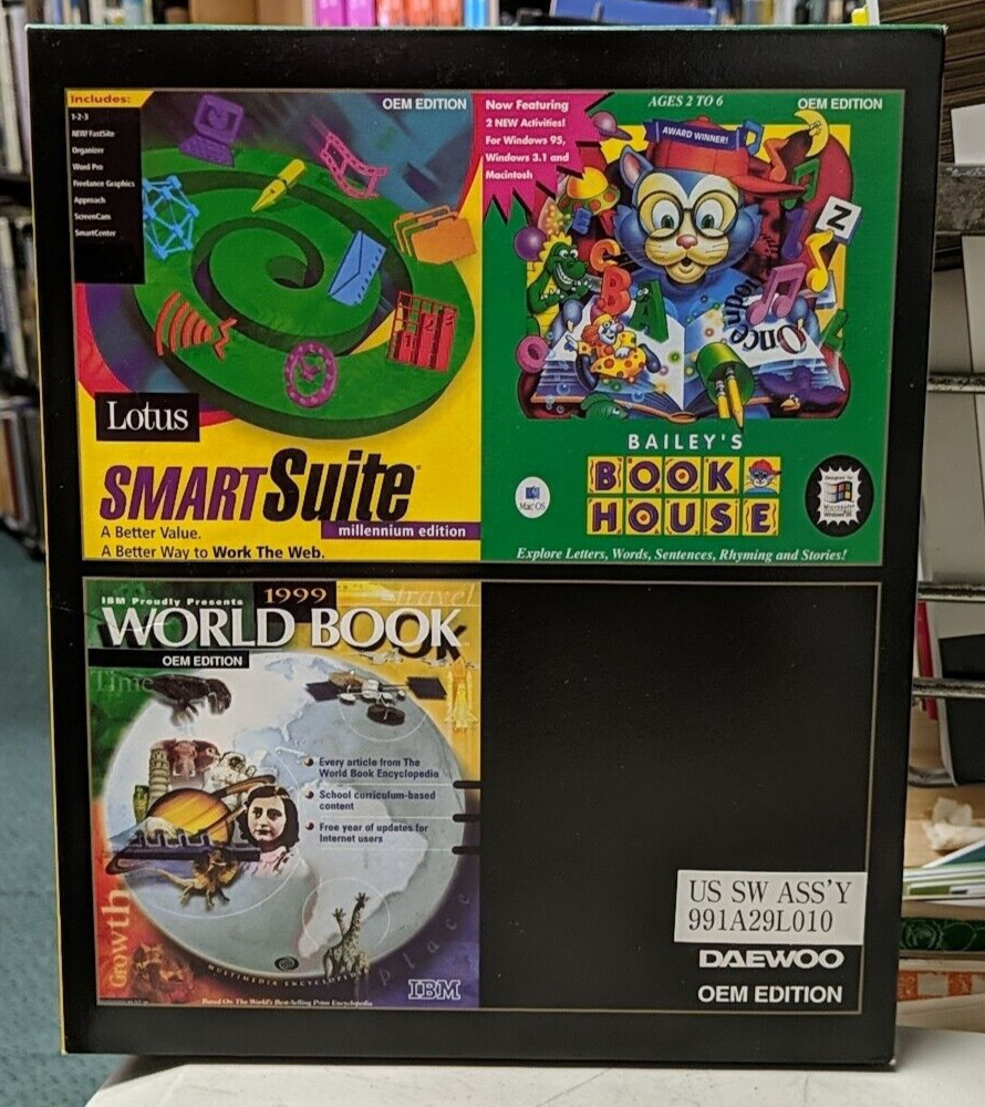 Daewoo OEM Edition Software Bundle SmartSuite 1999 WorldBook Bailey's Book House