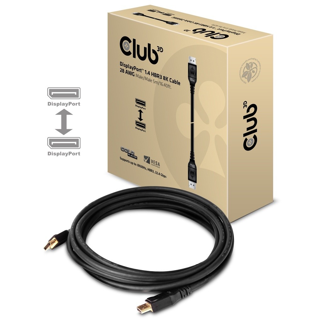 CAC-1061 Club 3D DisplayPort 1.4 HBR3 8K Cable pcs/pcs 5m ~D~