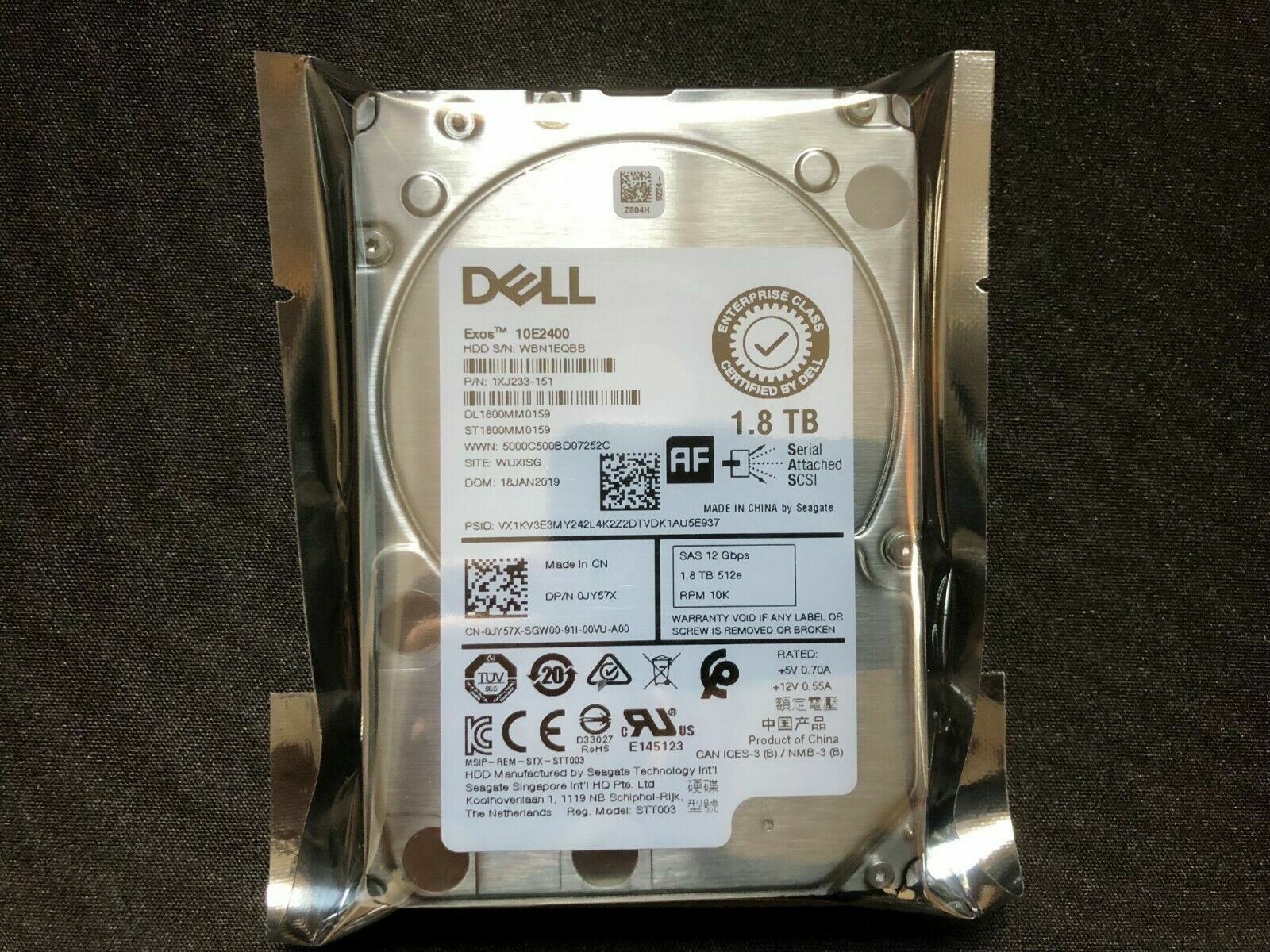 FOR Dell 0JY57X 1.8TB HDD 10K RPM 2.5" SAS ST1800MM0159 HDD Hard Drive