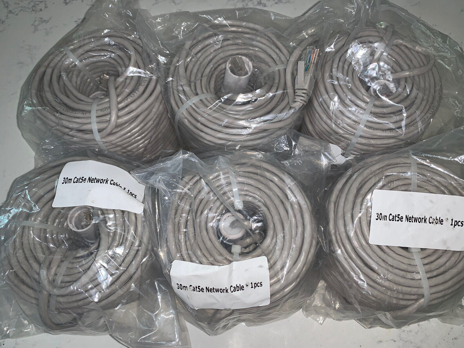 Lorex 30 meter Ethernet Cat5 e Network Cable RJ45 SEALED NEW Lot of 6