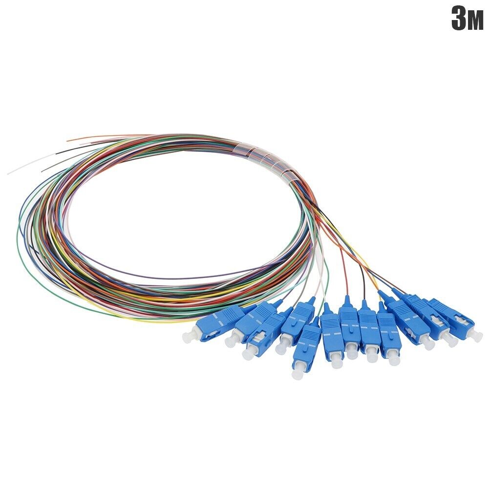 3M 12x SC UPC Single Mode Fiber Optic Optical Pigtail Cable Cord Multicolor