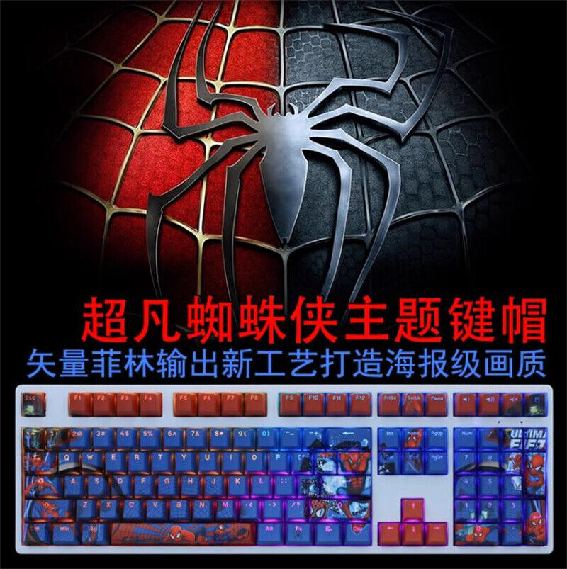 Spider-Man PBT 108 keys Translucent Keycaps OEM Height For Mechanical Keyboard