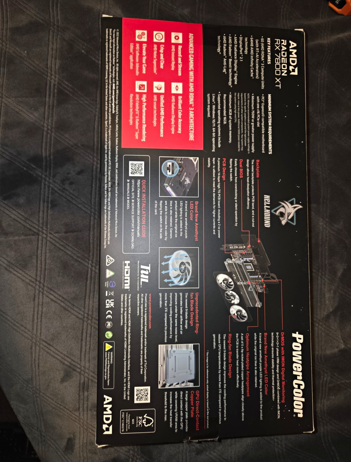 PowerColor Hellhound Radeon RX 7800 XT 16GB GDDR6 FreeSync Ray Tracing DX12U