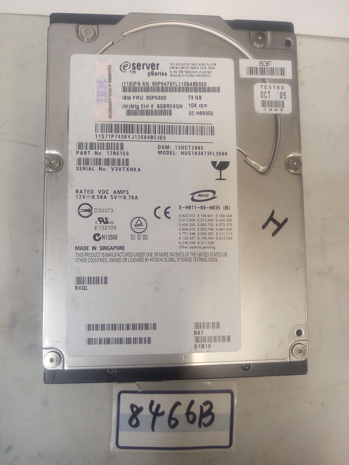 - IBM E Server 73GB 10K 80P6320 80P6479 U320 SCSI Hard Drive HUS103073FL3800 @@@