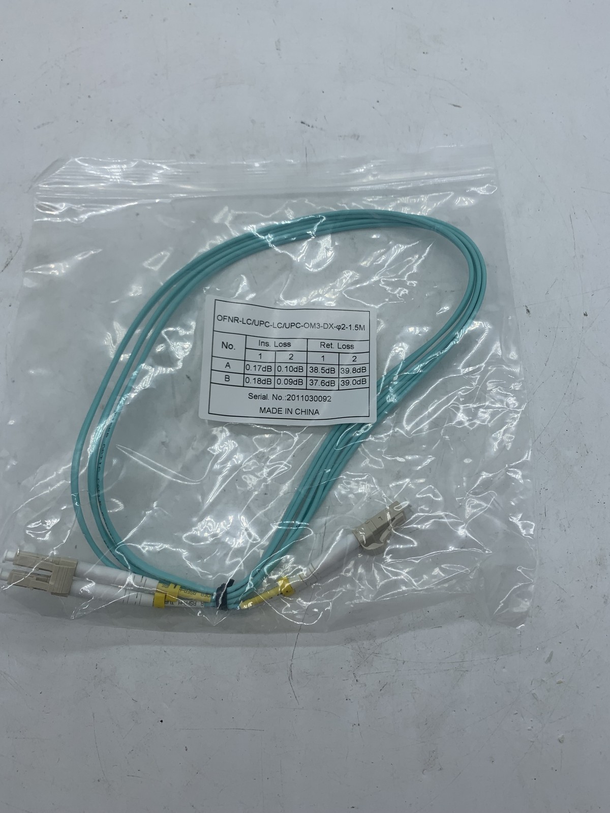 NEW SEALED OFNR-LC/UPC-LC/UPC-OM3-DX 2-1.5M Fiberoptic Cable ~ 