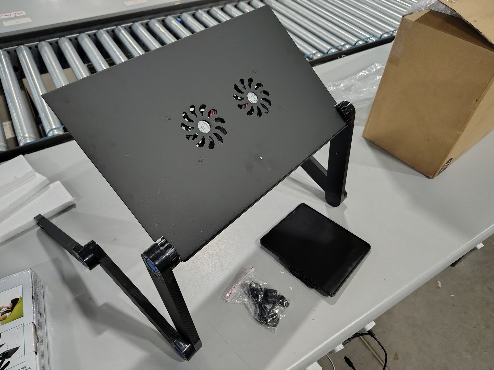 MULTIFUNCTIONAL ADJUSTABLE LAPTOP TABLE WITH USB POWERED COOLING FAN - BLACK