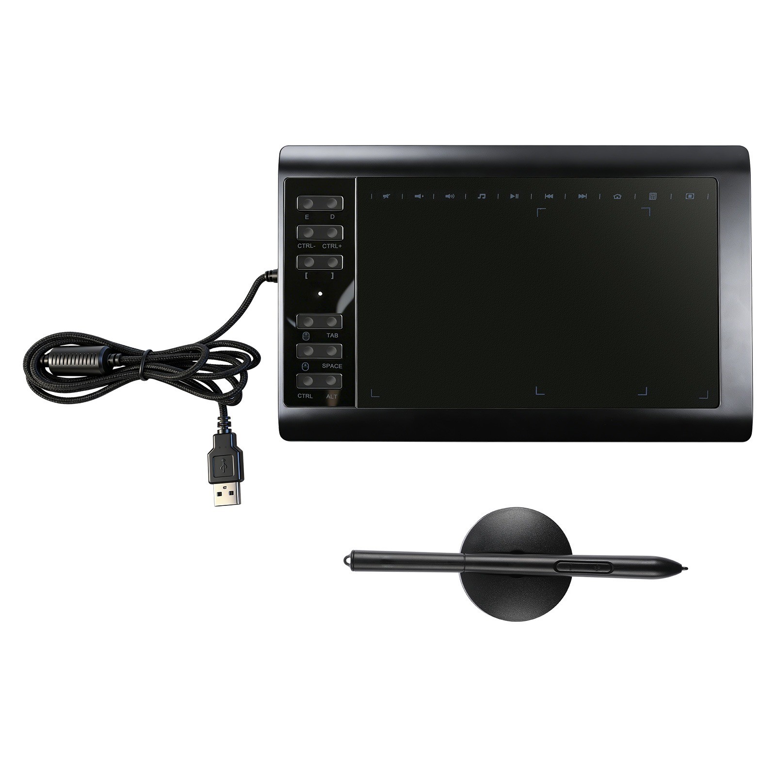 Professional 10"x6'' Digital Graphic Drawing Tablet + Battery-free pen ,16 Keys
