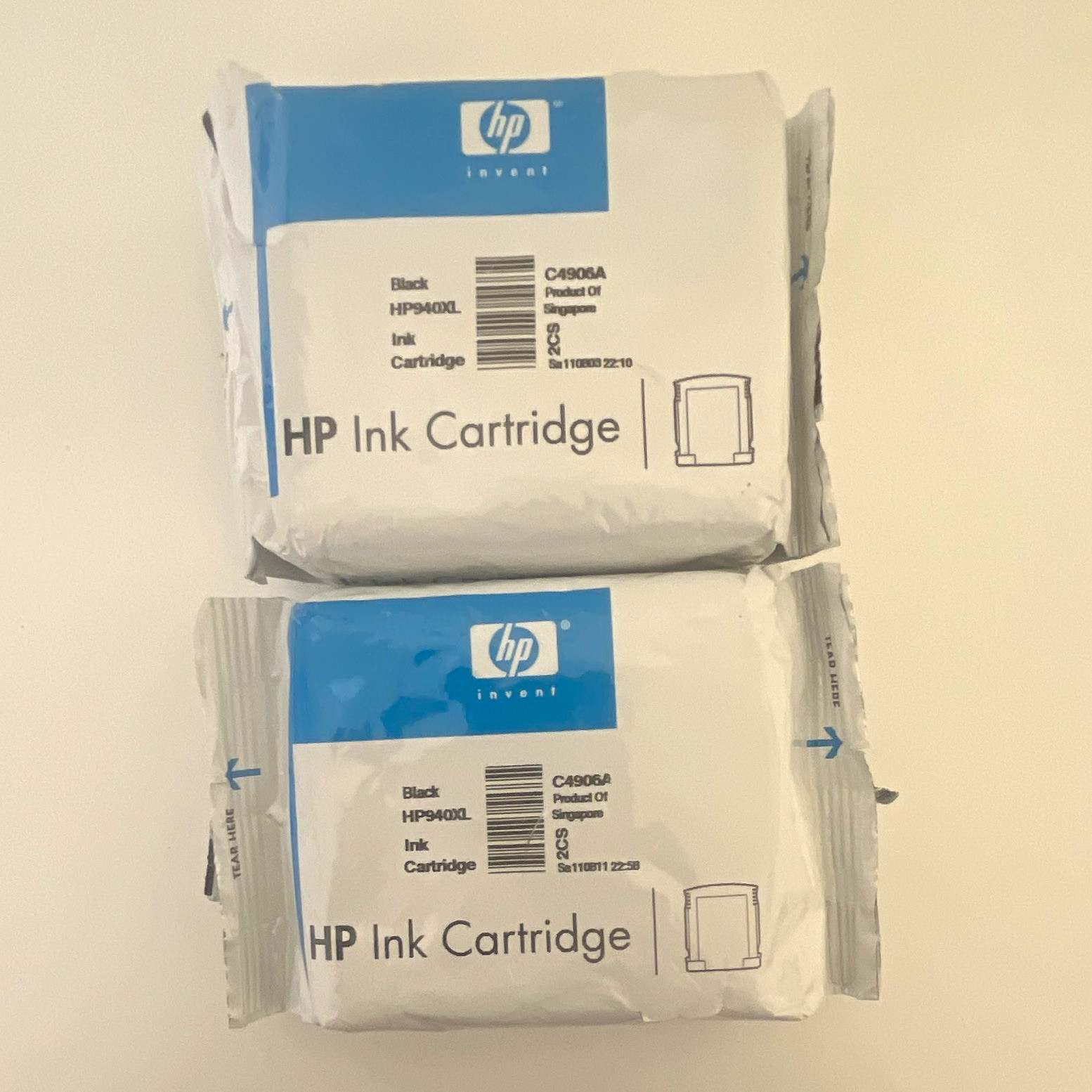 HP 940XL Black Genuine/Original Inkjet Ink Cartridge, Lot of 2 C4906A