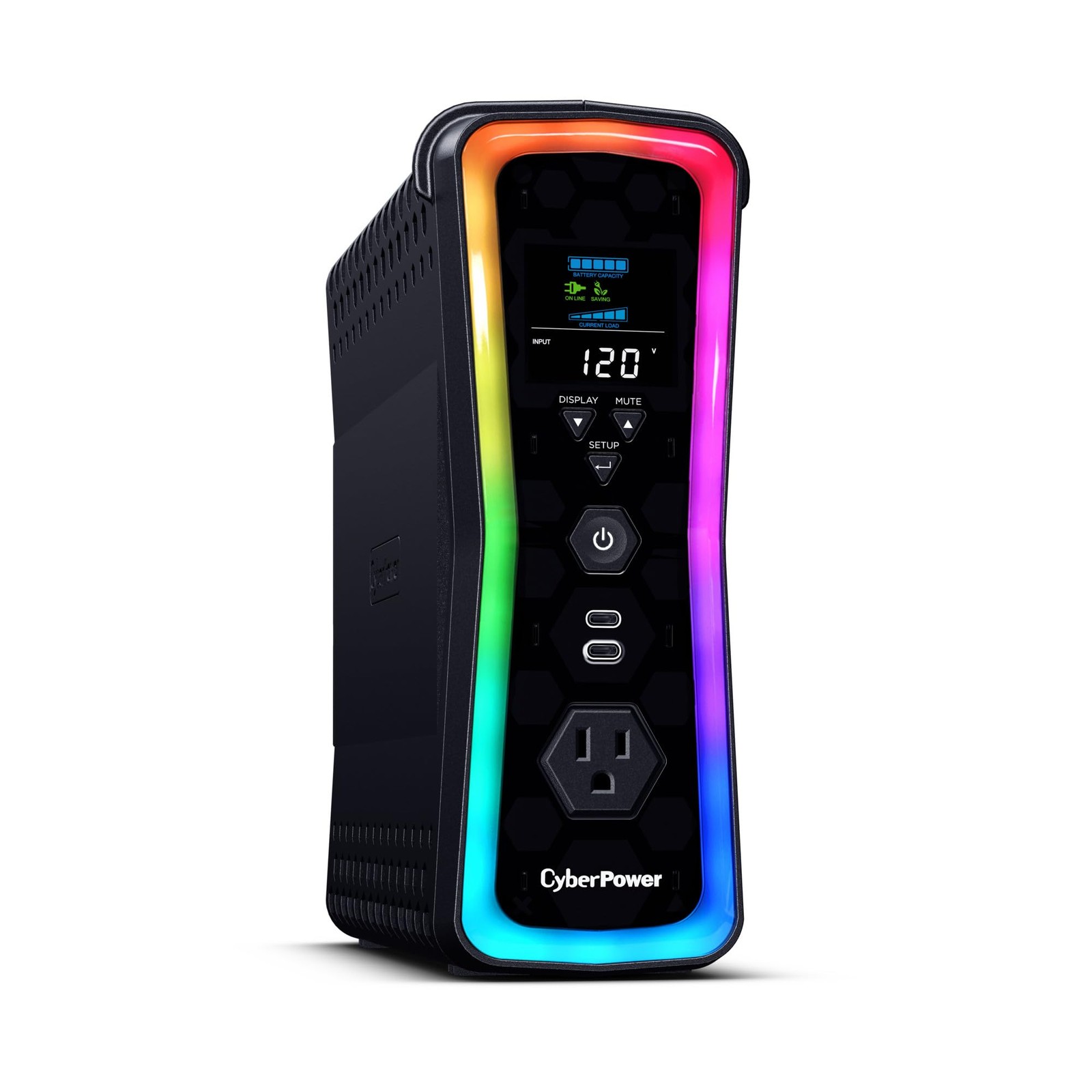 GX150C2-Gaming UPS Battery Backup and Surge Protector, 1500VA/1000W, RGB Ligh...