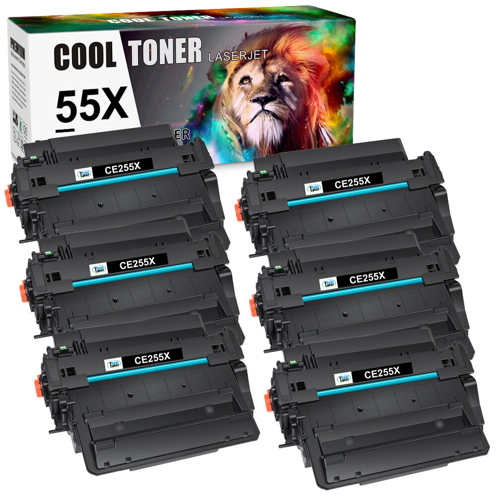 6 PK CE255X 55X Toner Cartridge For HP LaserJet P3015 P3015d P3015dn P3015n