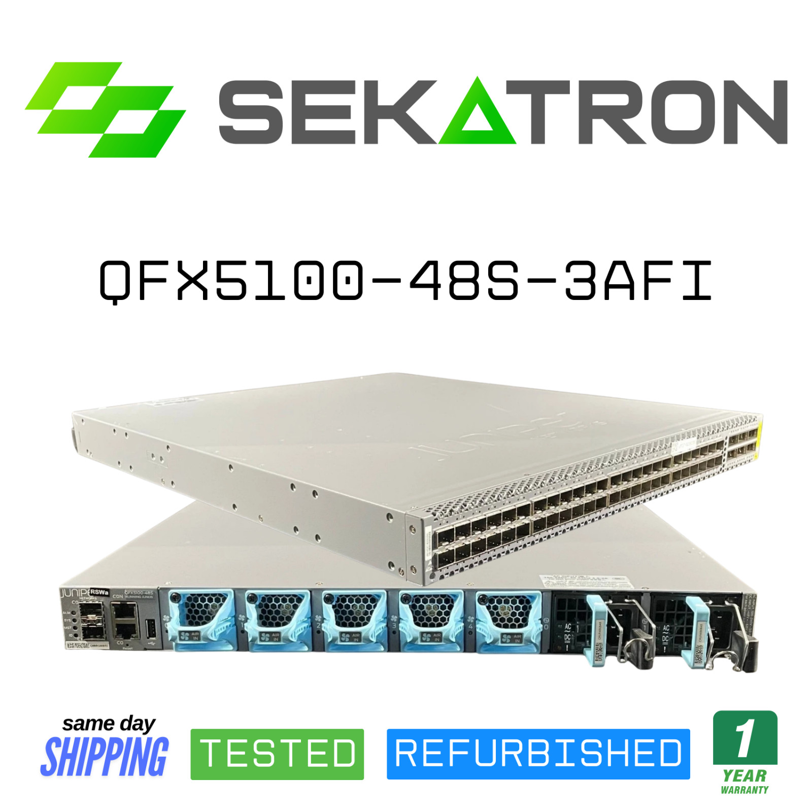 🔀 Juniper QFX5100-48S-3AFI Data Center Switch • 48× SFP+ • 6× QSFP+ Dual PSU ⚡