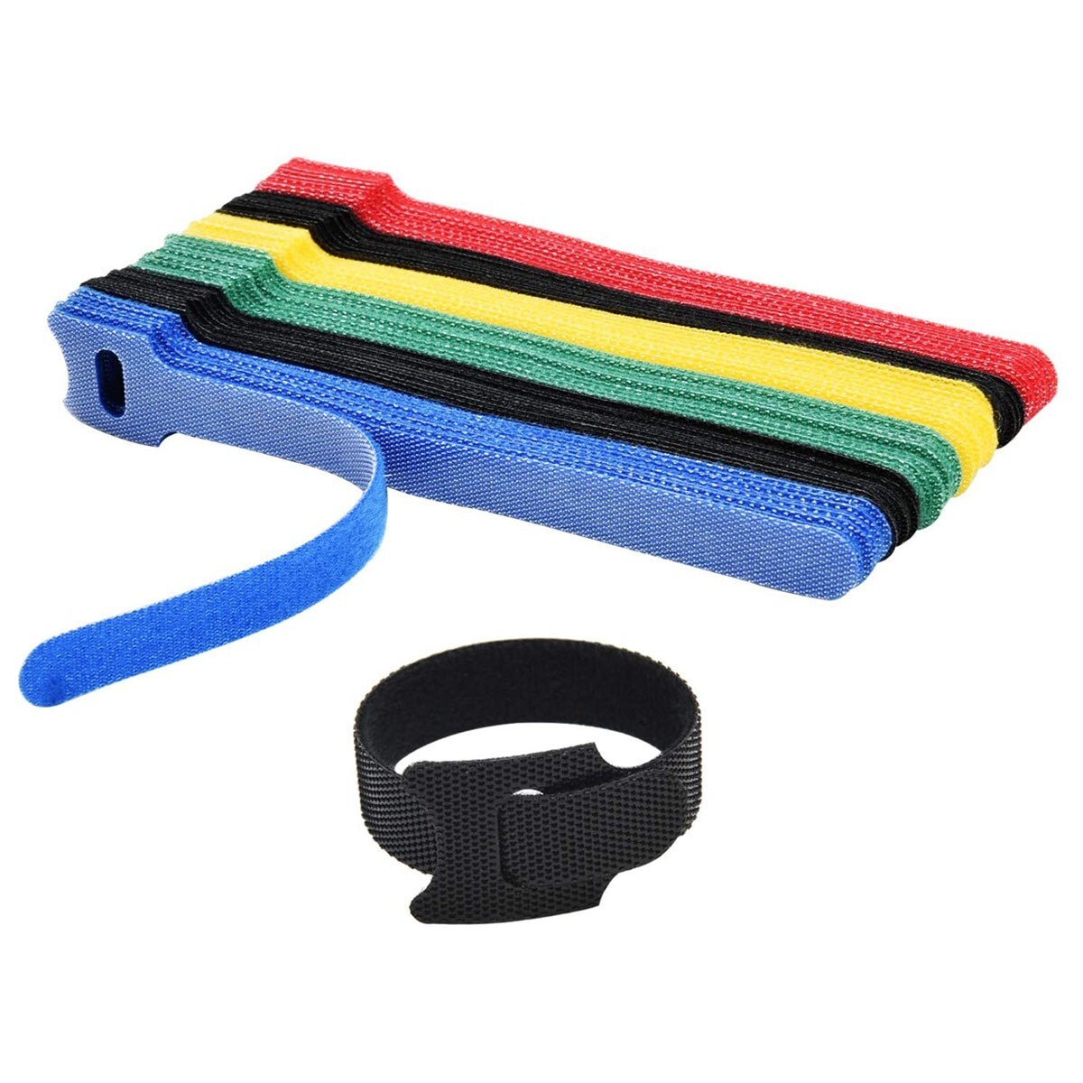 100x Microfiber Cloth Cable Straps Hook Loop Reusable Fastening Wire Cable Ties