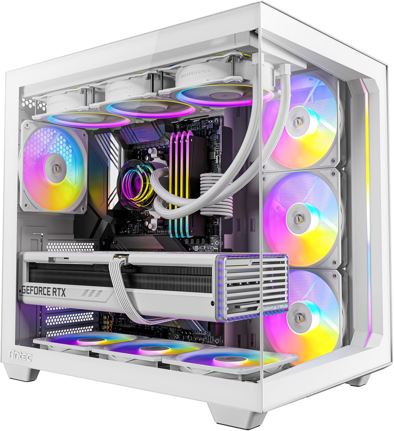 C5 ARGB Mid-Tower ATX PC Case, 7 ARGB PWM Fans, White