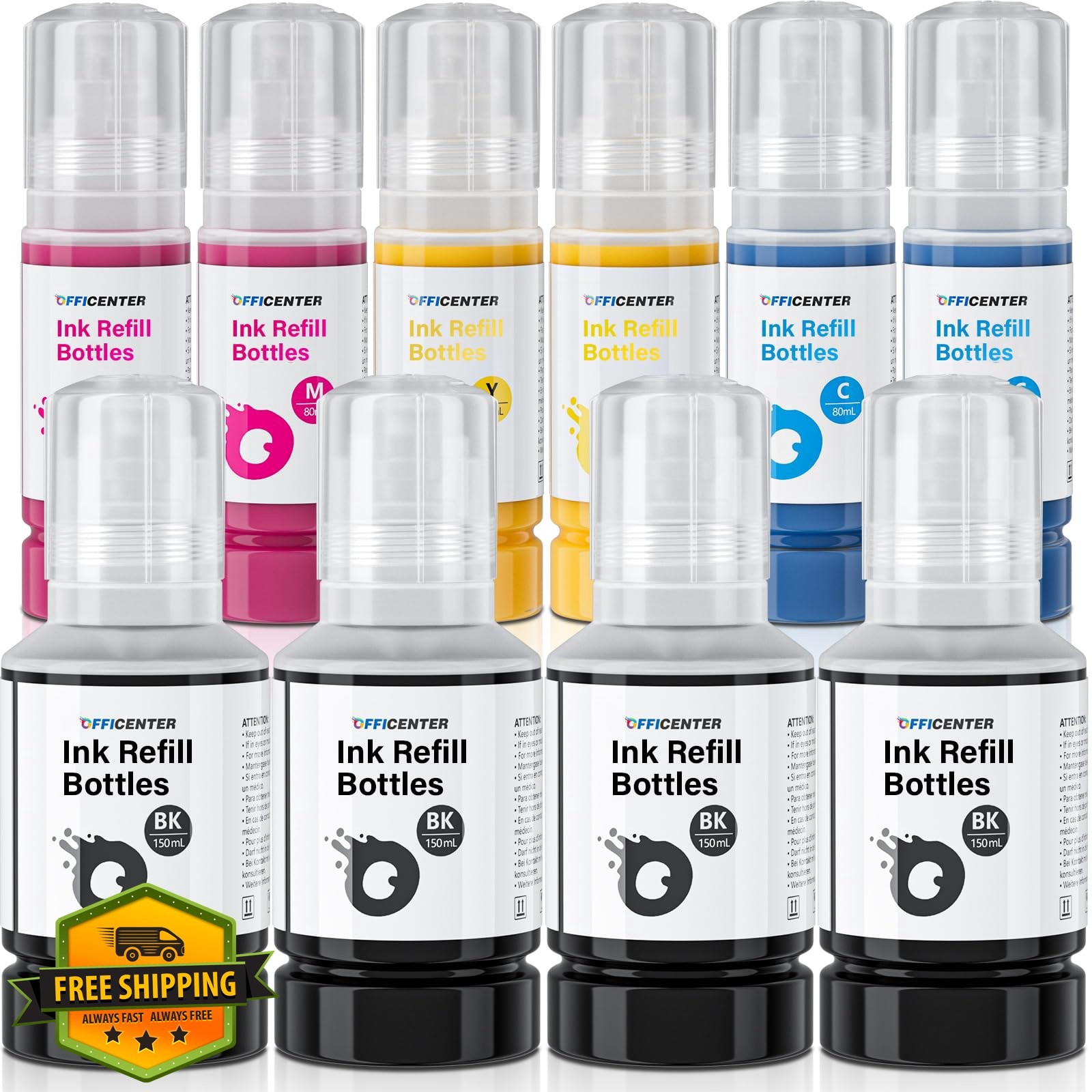 OFFICENTER 10 Pack Ink Refill Bottles