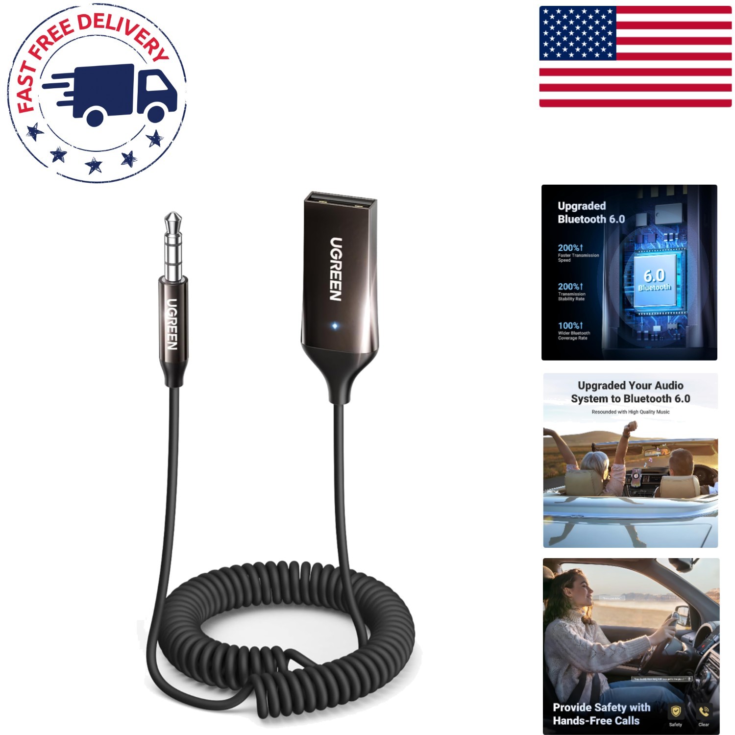 Bluetooth 6.0 Adapter: Transform Your Car Audio with 3.5mm & USB Connection