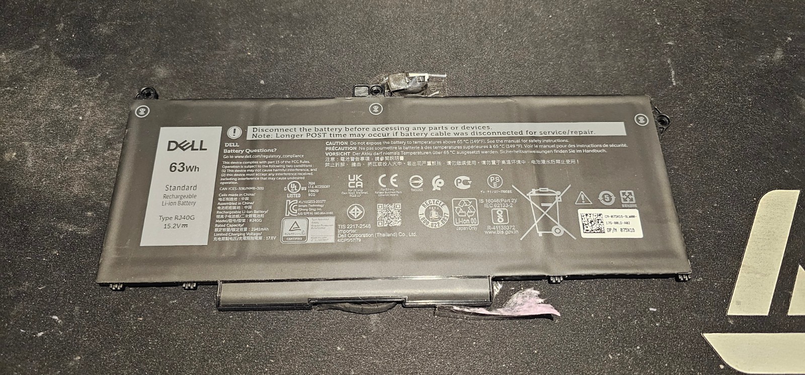 New Laptop Battery RJ40G For Dell Latitude 5420 5520 Precision 3560 M033W 63Wh