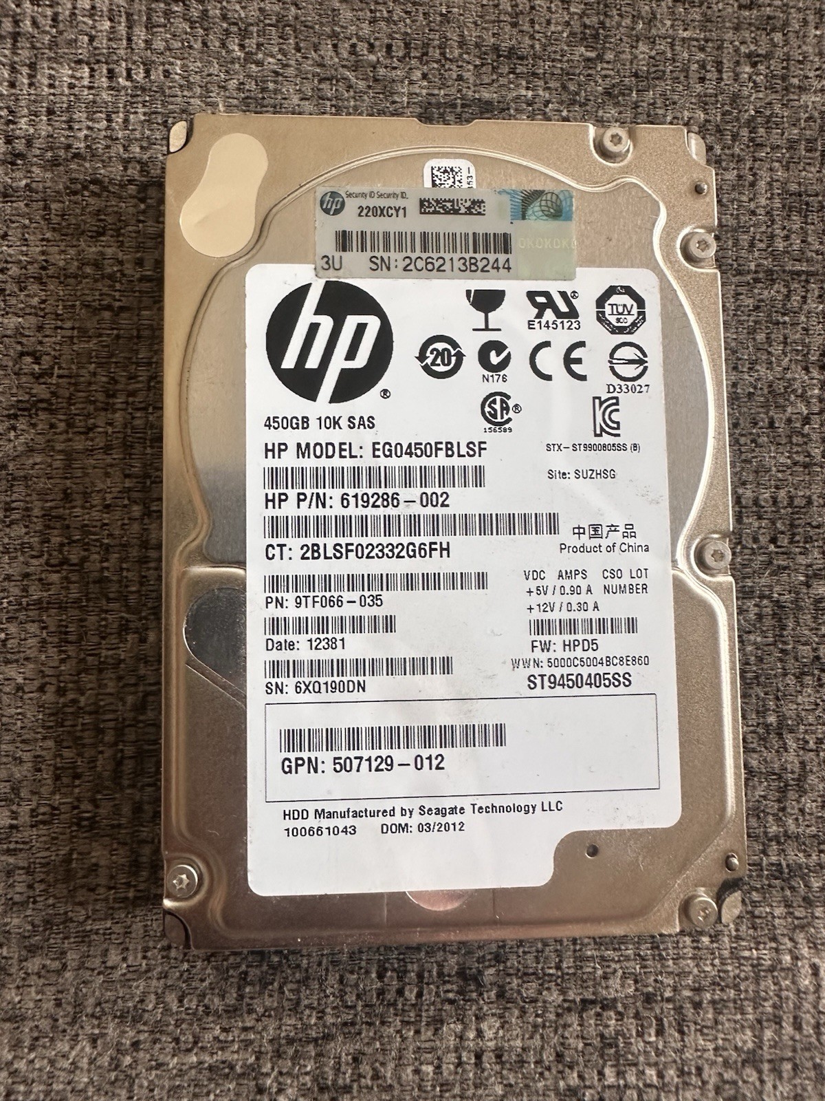 HP EG0450FBLSF 450GB 2.5" SAS 10K RPM Internal Desktop Hard Drive Silver