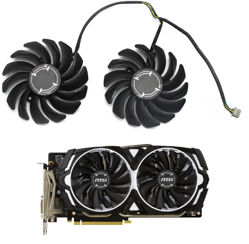 Pair Fans Cooling Fan FOR MSI ARMOR RX 470 480 570 580 PLD09210S12HH