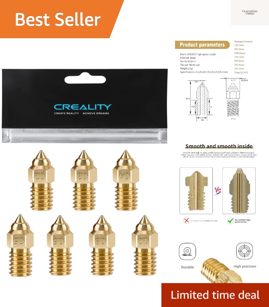 Creality 22PCS Ender 5 S1 Brass Nozzles Kit, 3D Printer 10PCS 0.4mm and 2PCS ...