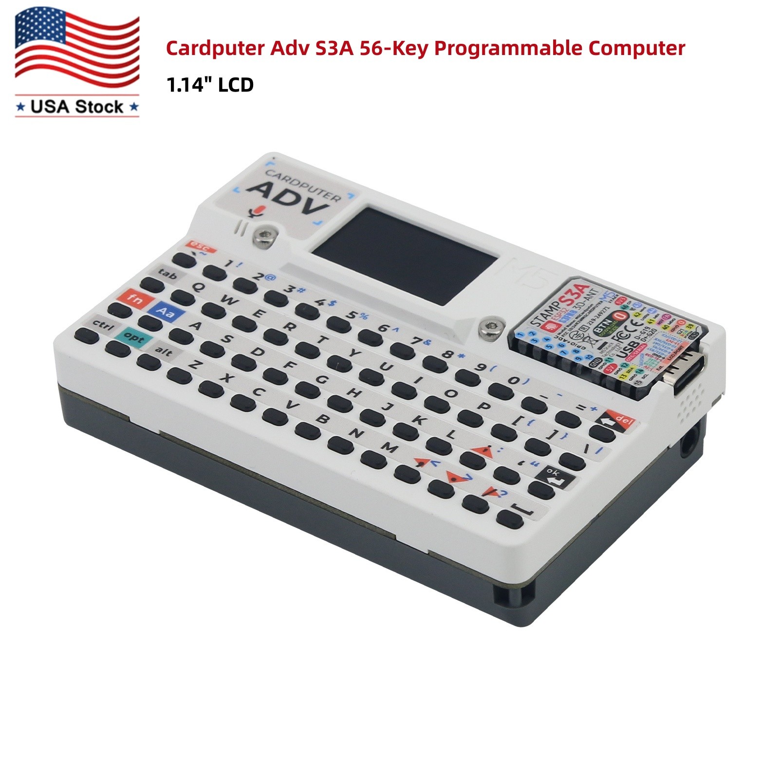 M5Stack Cardputer Adv S3A 56-Key Programmable Card-sized PC Board Keyboard -USA