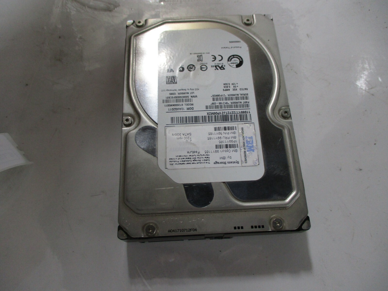 IBM/Seagate 99Y1165 ST2000NM0011 9YZ168-039 2TB 7200rpm SATA 3Gb/s HDD NO CADDY