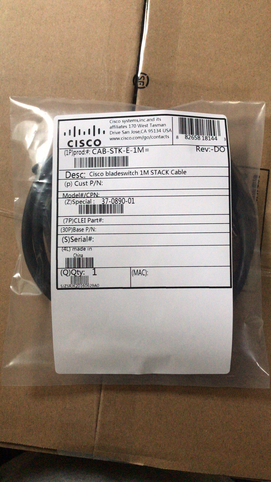 Cisco CAB-STK-E-1M Bladeswitch Stacking CABSTKE1M Cable New