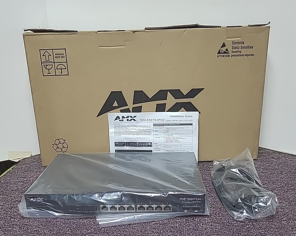 AMX NXA-ENET8-2POE Gigabit Ethernet Layer 2 PoE Switch (FG2178-63) Open Box- New