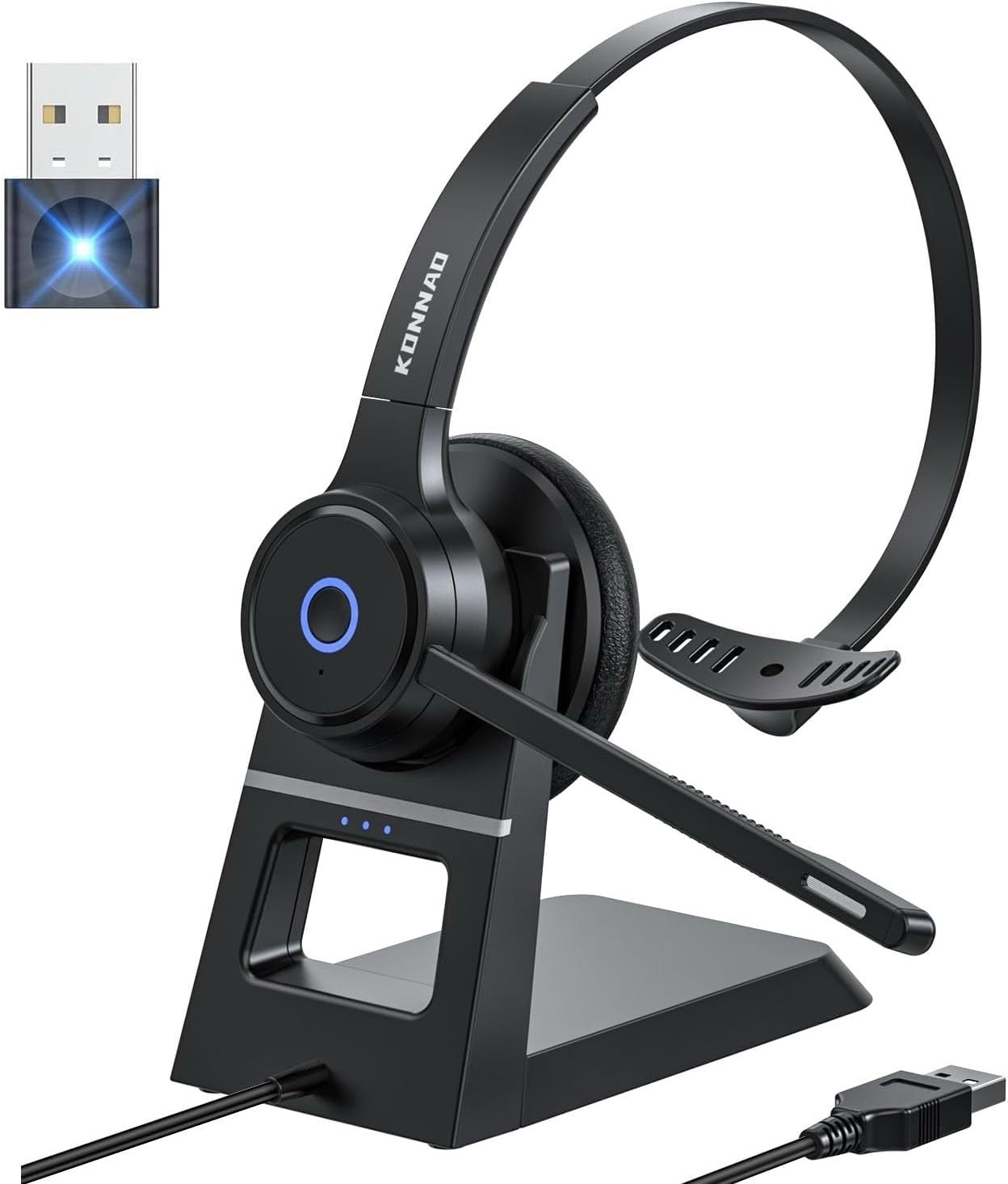 Bluetooth Headset with AI Noise Cancelling Microphone, V5.3 Wireless Headphon...