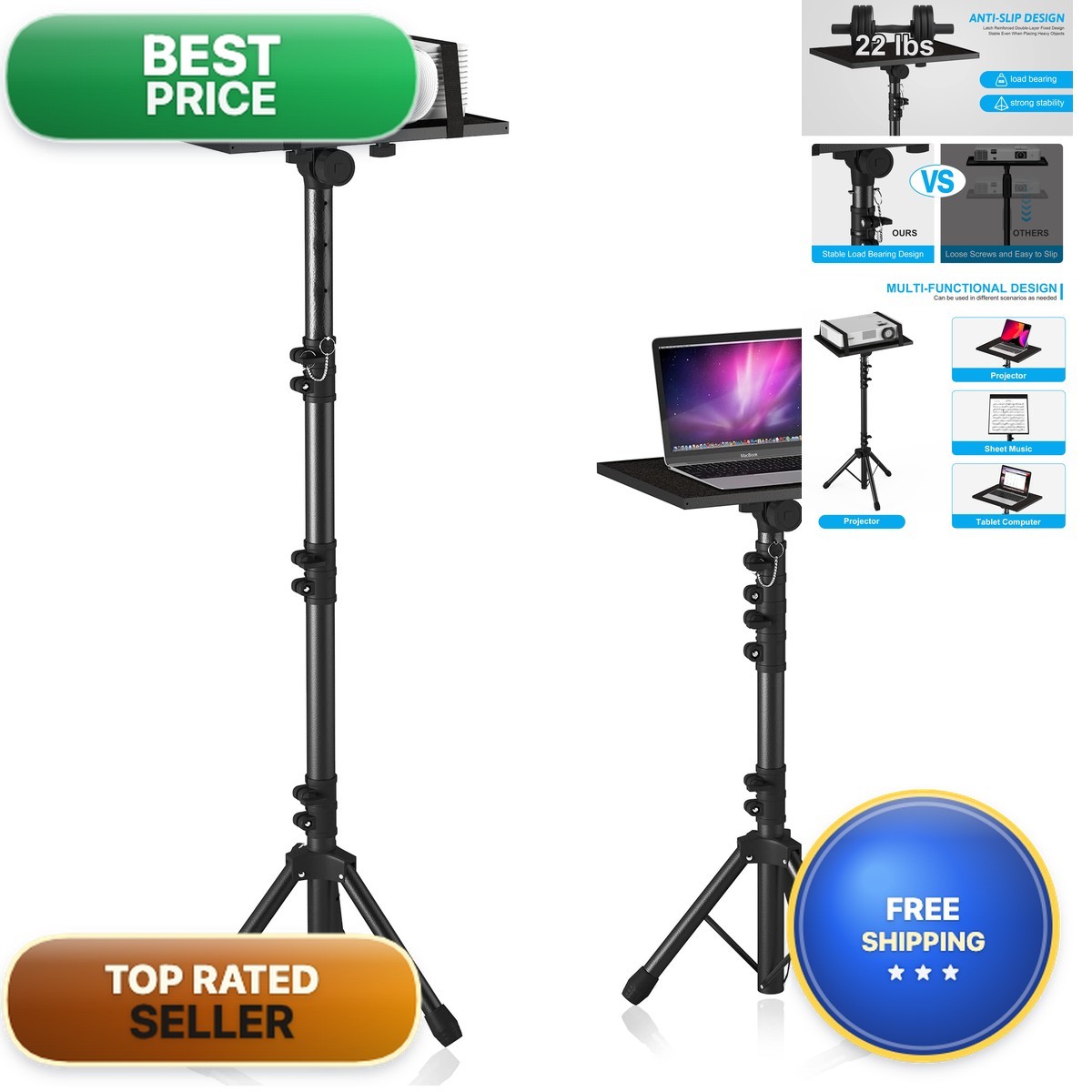 DECOSIS TA-PSZ-4 Height Adjustable Projector Laptop Stand Tripod