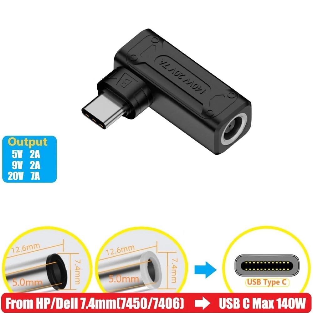 Lot Laptop Charger Converter USB Type C Power Charging Cable Adapter 7406 140W