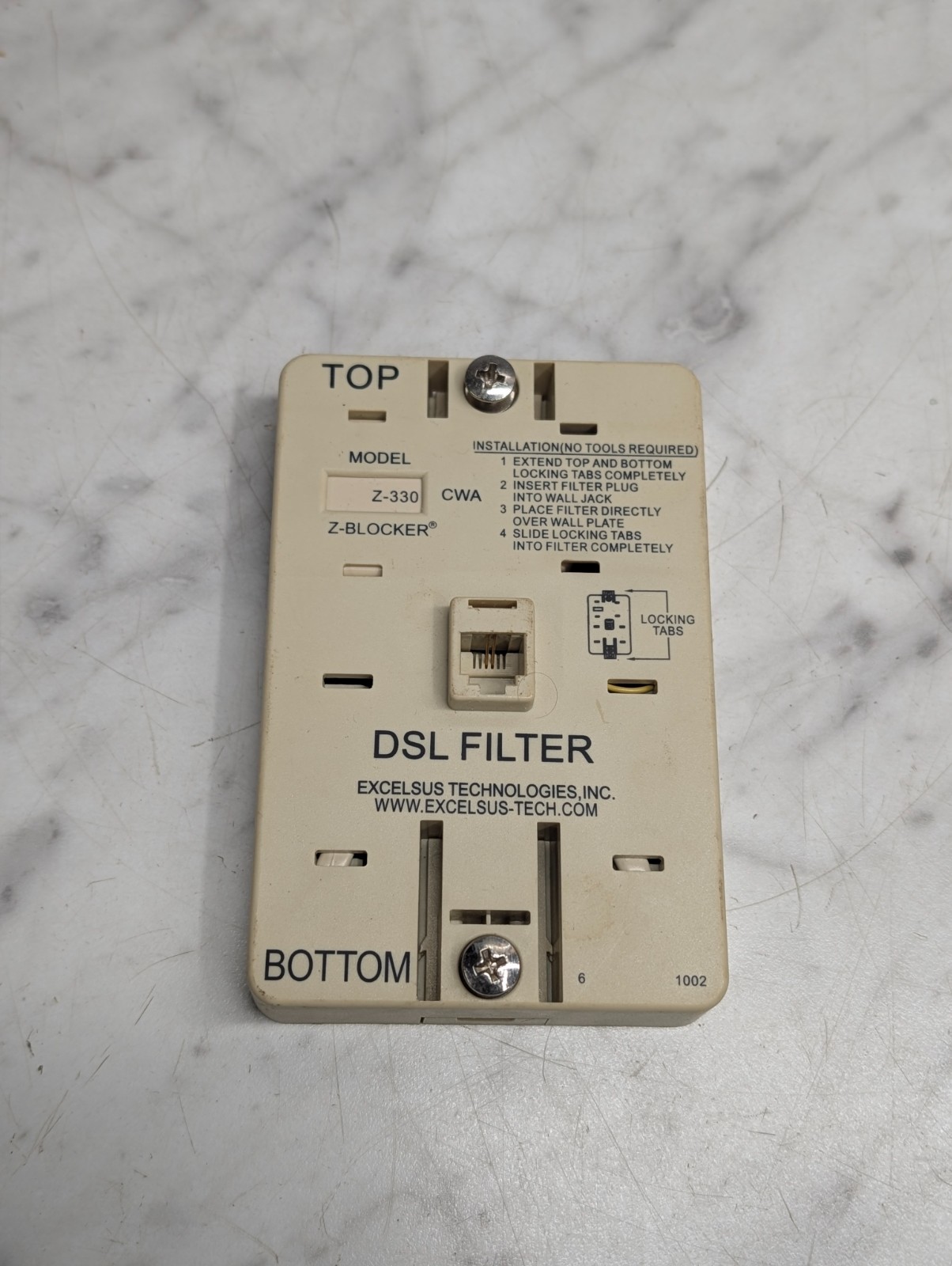DSL Filter Excelsus Z-Blocker Model Z-330CW Wall Mount Plate Jack CWA