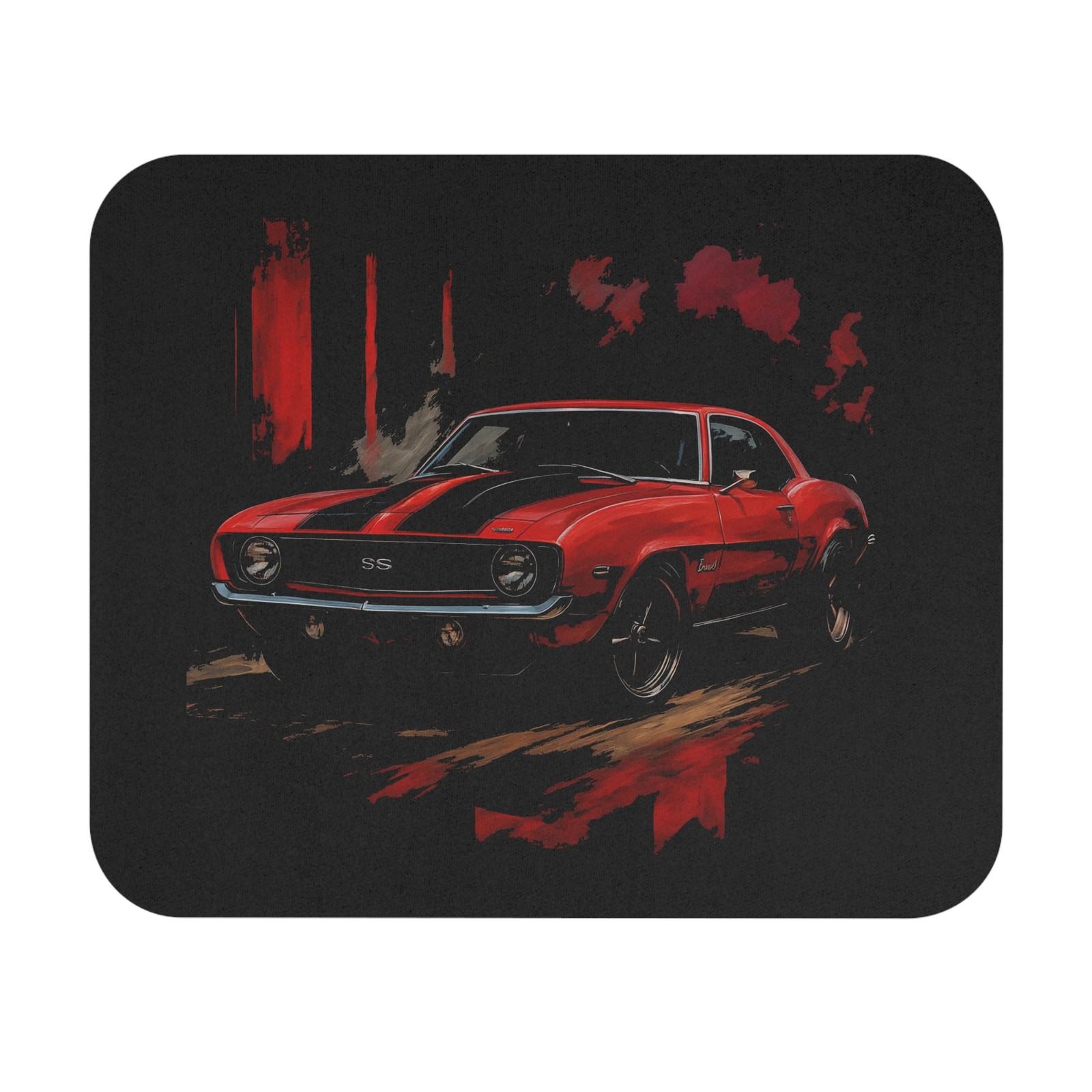 1969 Camaro SS Red Black Muscle Car Classic Chevy Artwork Gaming Mouse Pad