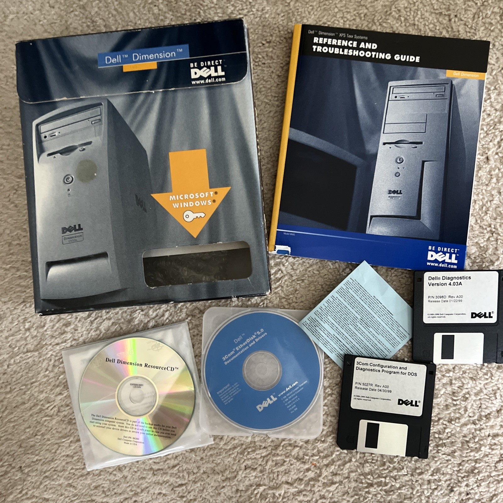 Dell Dimension Reference/Troubleshooting guide, ResourceCD, Diag; 3Com CD 1999