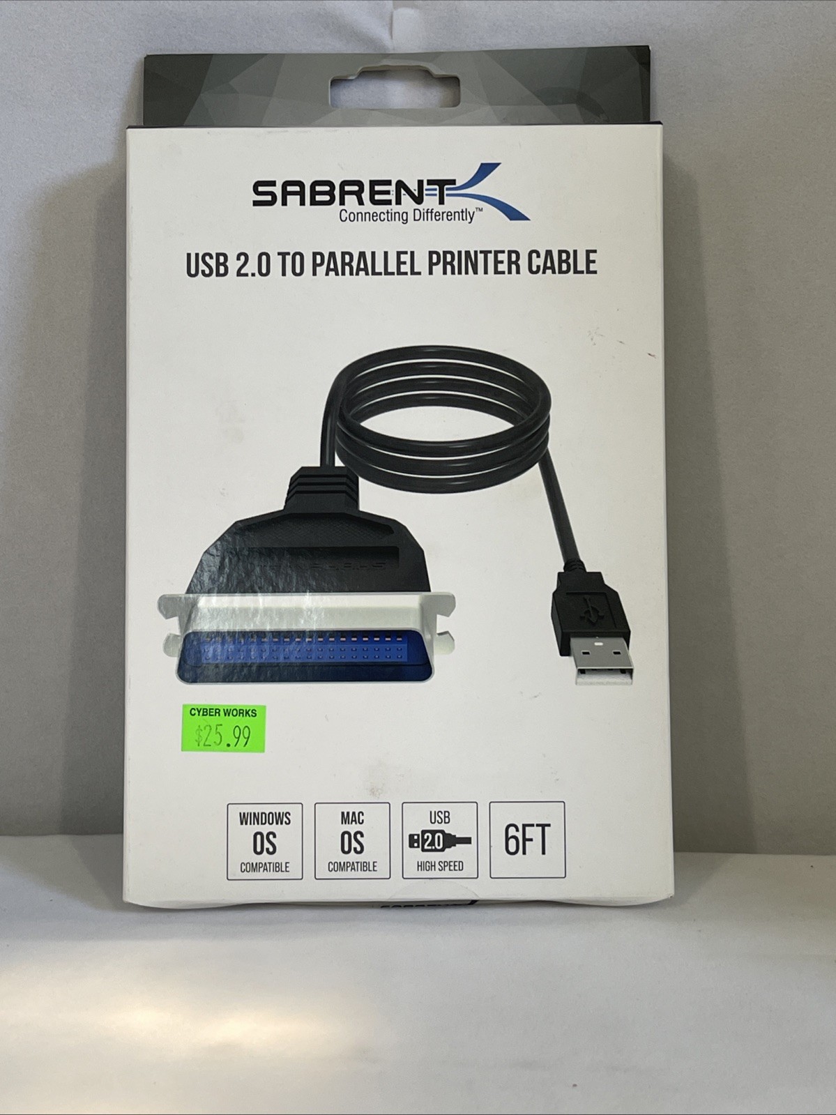 Sabrent CB-CN36 USB 2.0 to Parallel Printer Cable Centronics 36-Pin 6ft Cord NOS