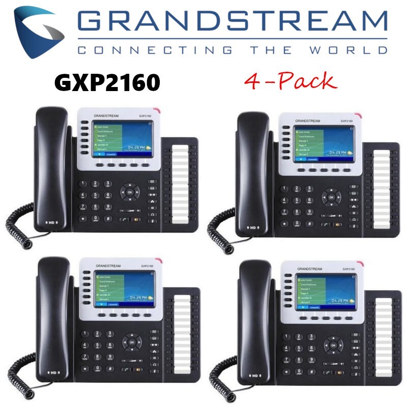 4 Grandstream GXP2160 Enterprise IP Desk Phone 6-Line 4 Color Display Gigabit