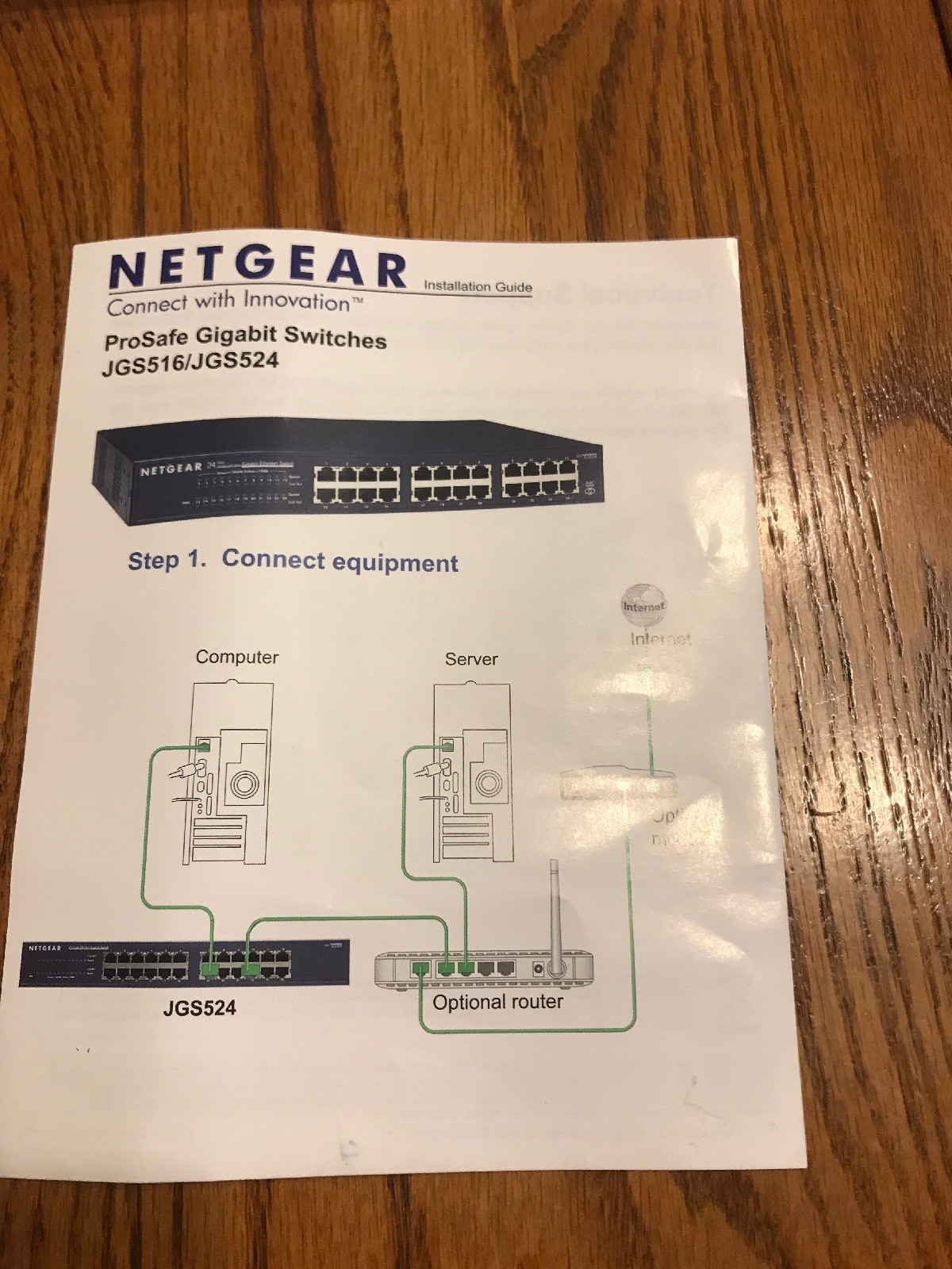 Netgear Connect With Innovation…JFS516 Instruction Manual Only Ships N 24h