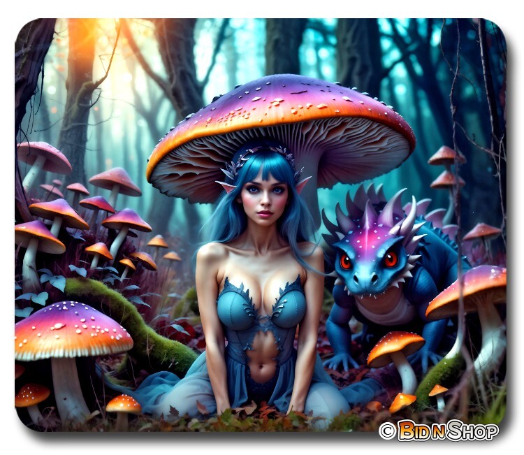 Forest Nymph & Dragon ~ Gaming Mouse Pad / Mousepad Fantasy Art RPG Gamer Gift