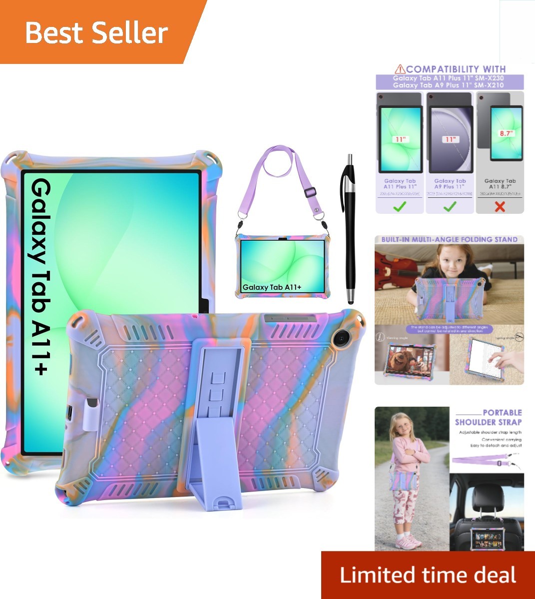 Luxury Silicone Case for Galaxy Tab A11 Plus 11" & A9+ Plus - Rose Red Purple