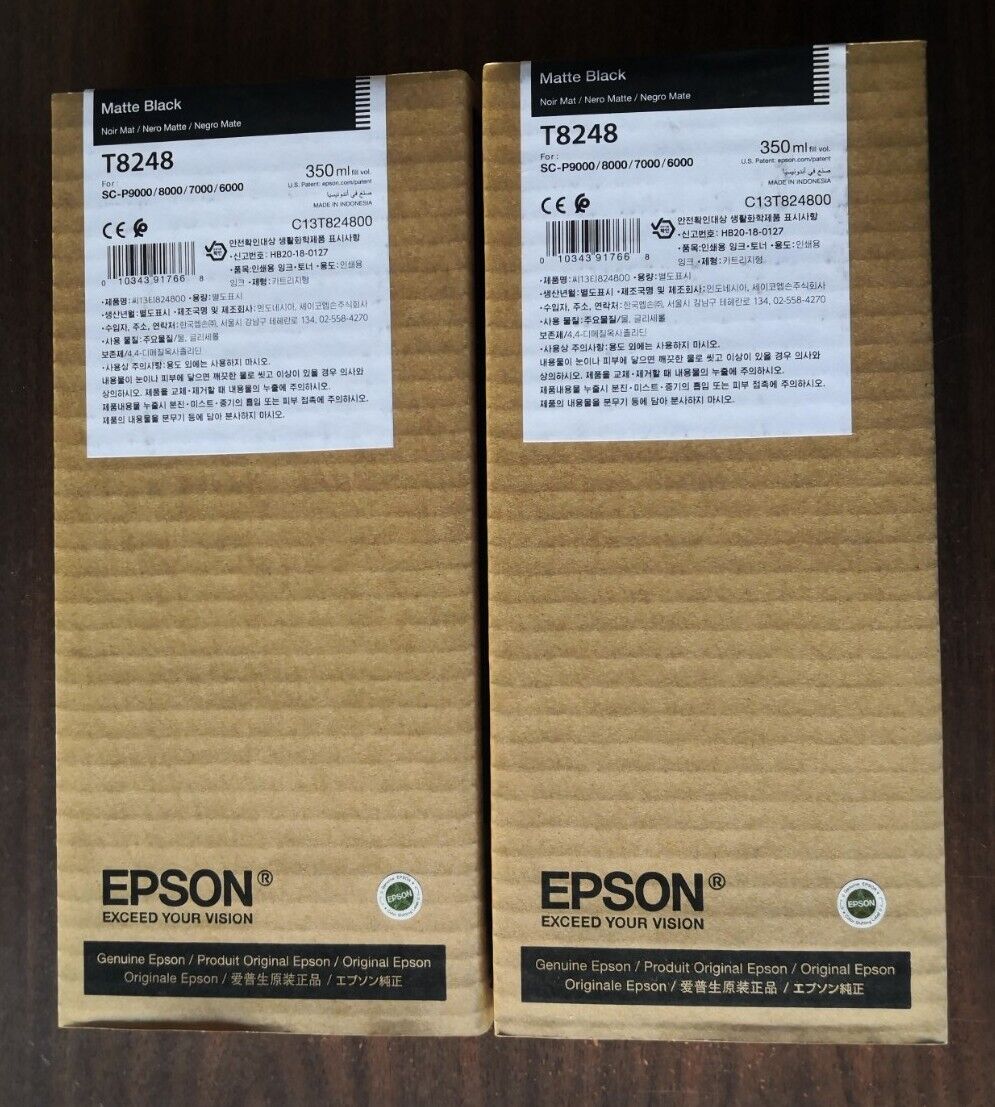 2 Of Genuine Epson T8248 Matte Black Ink 350ml SC-P9000/8000/7000/6000 As T8048