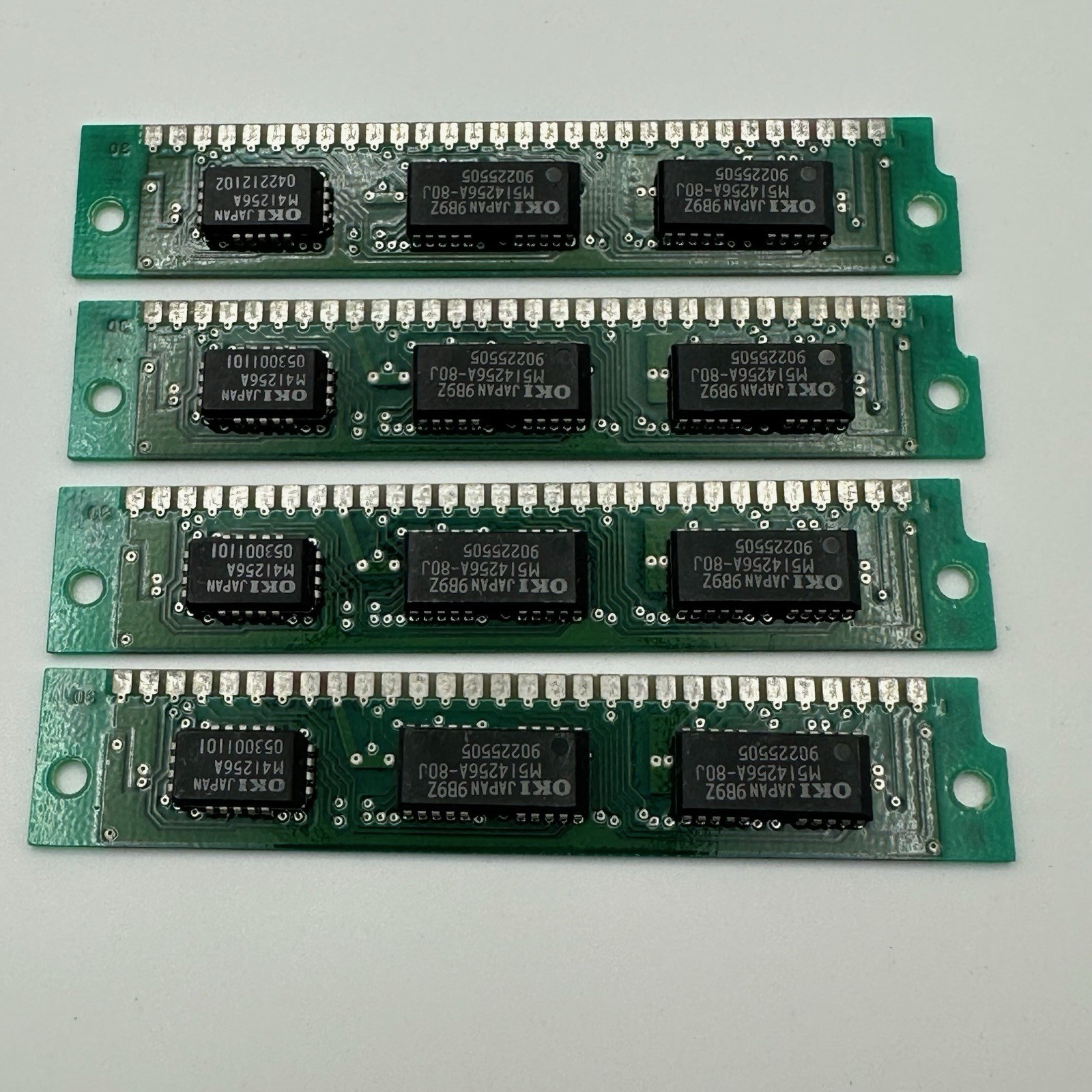 OKI 256KB 30 Pin SIMM RAM 4x Lot 100ns 9 Chip Parity MSC2329-10YS3 Japan 286