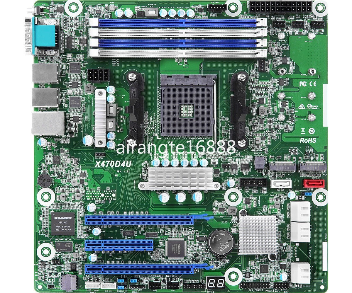 ASRock Rack X470D4U Socket AM4 AMD Promontory X470 DDR4 SATA3&USB3.1 MicroATX MB