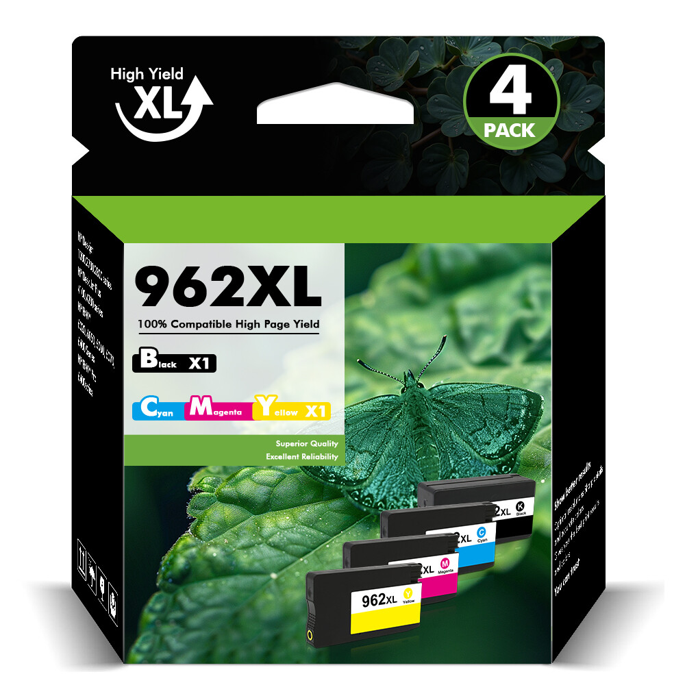 4PCS 962-XL Printer Ink for HP OfficeJet Pro 9010 9015 9016 9018 9020 9025 9015e