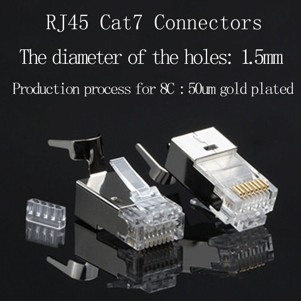 CAT7/6A Shielded RJ45 Connector FTP Gold Plated 8P8C Ethernet Connector Modular