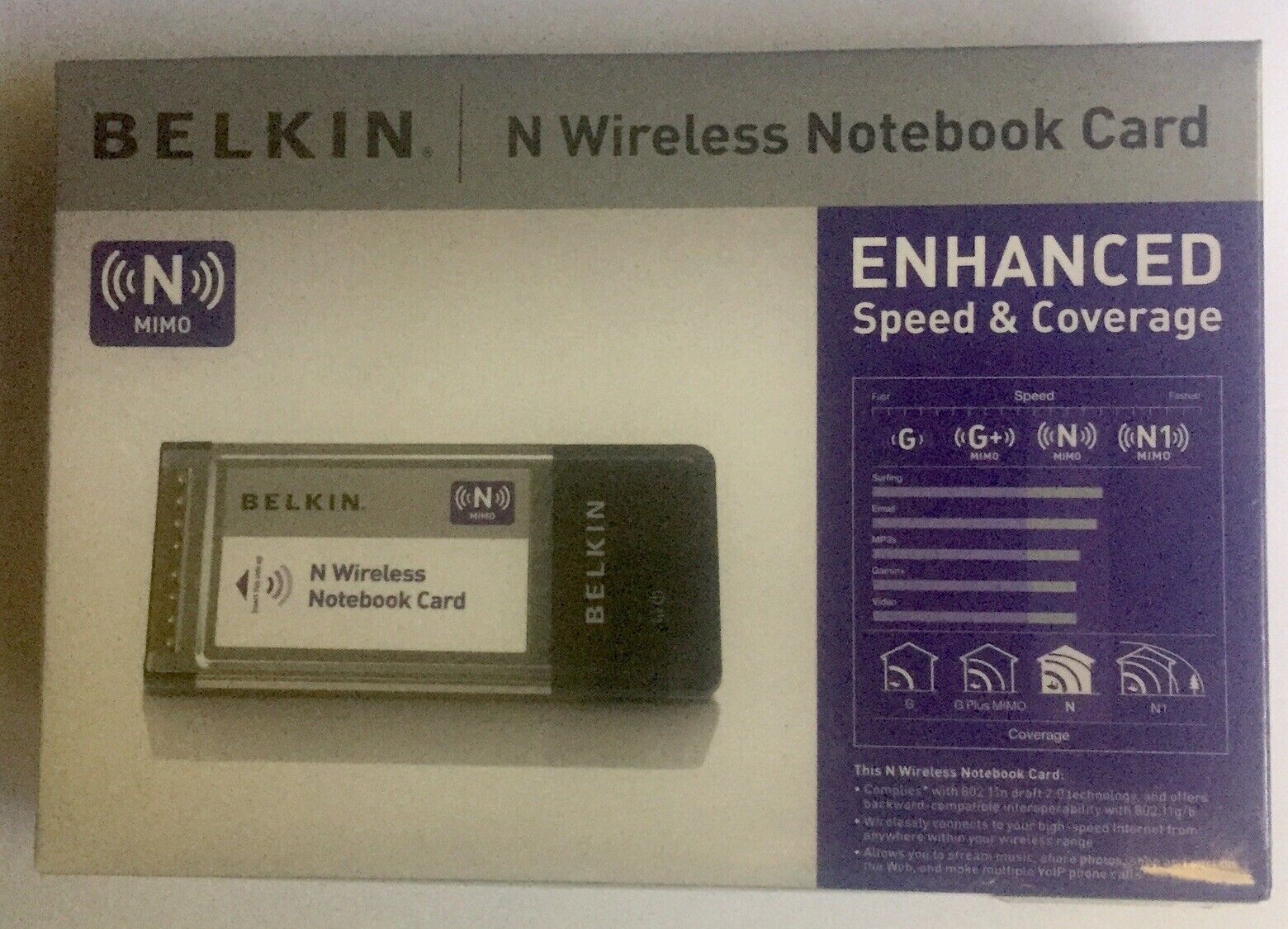 NIB Belkin Wireless N Notebook Network Card Adapter F5D8013 Laptop BRAND NEW