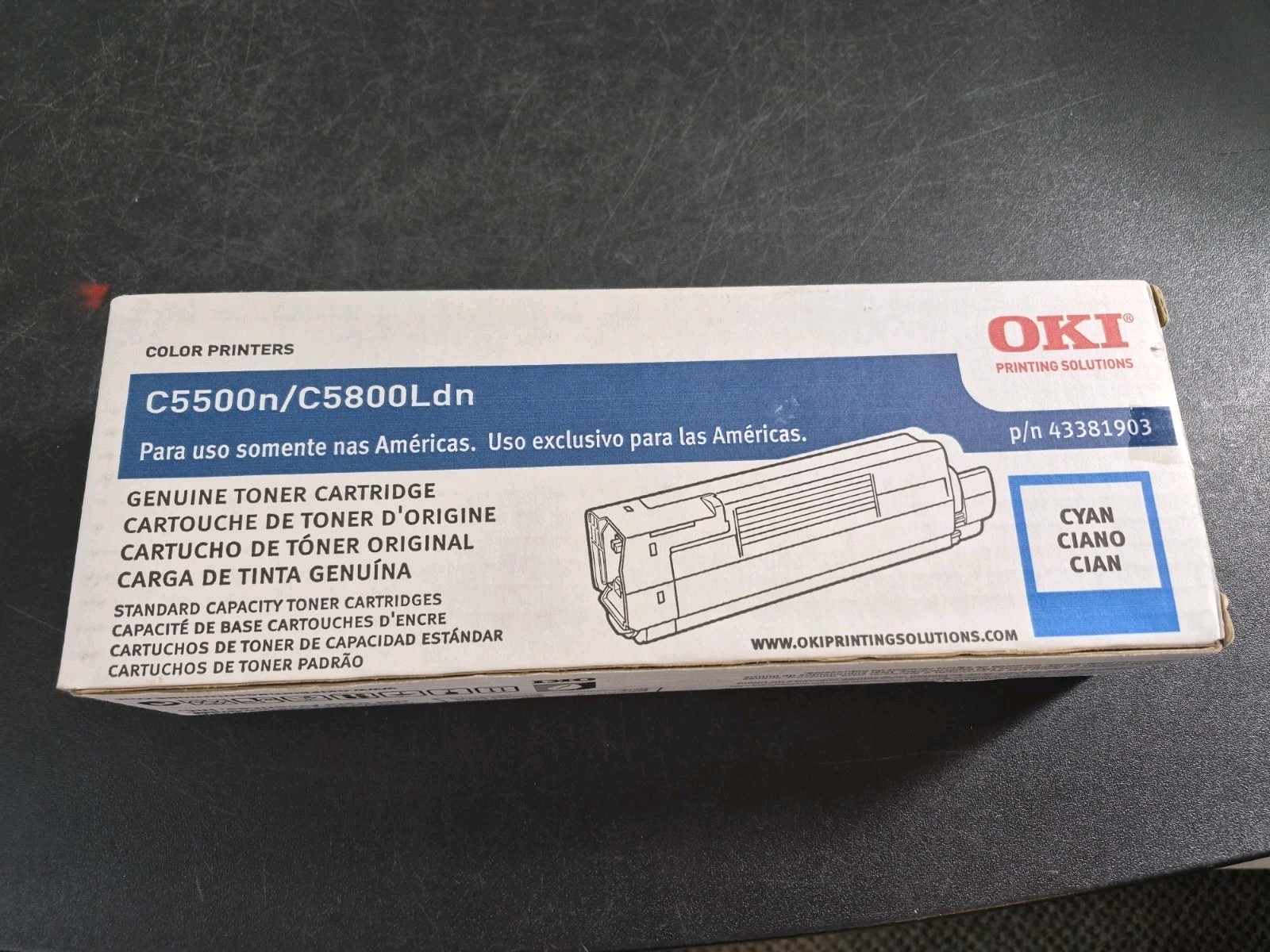 OKI Printing Solutions C5500n/C5800Ldn P/n 43381903 Cyan Toner Cartridge
