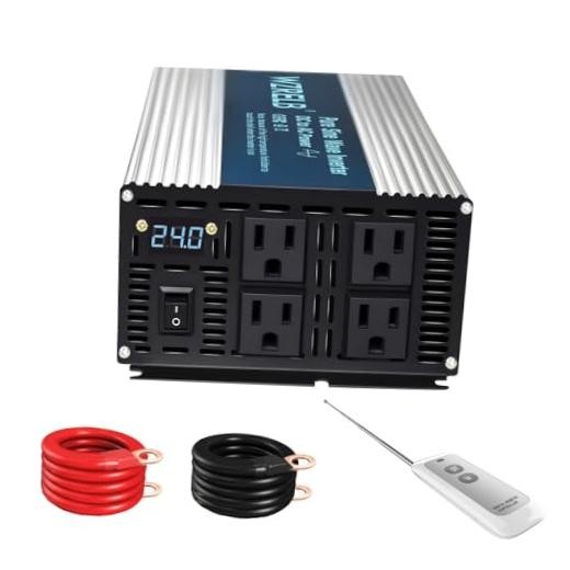 2000W Pure Sine Wave Inverter 24V DC to 110V 120V AC Power Converter 2000W 24V