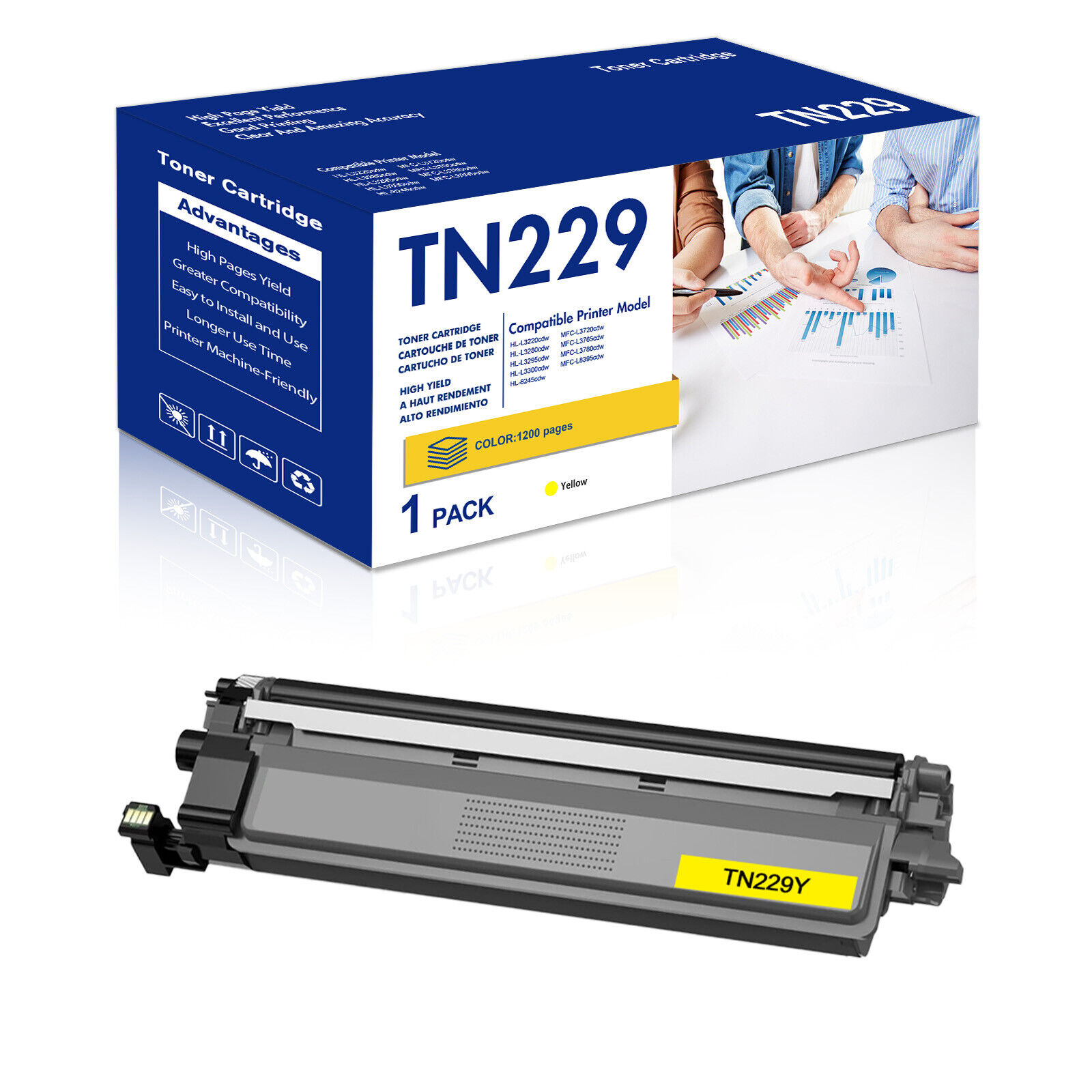 1PK Yellow TN229 TN229XL Toner Compatible for Brother HL-L3220cdw MFC-L3765cdw