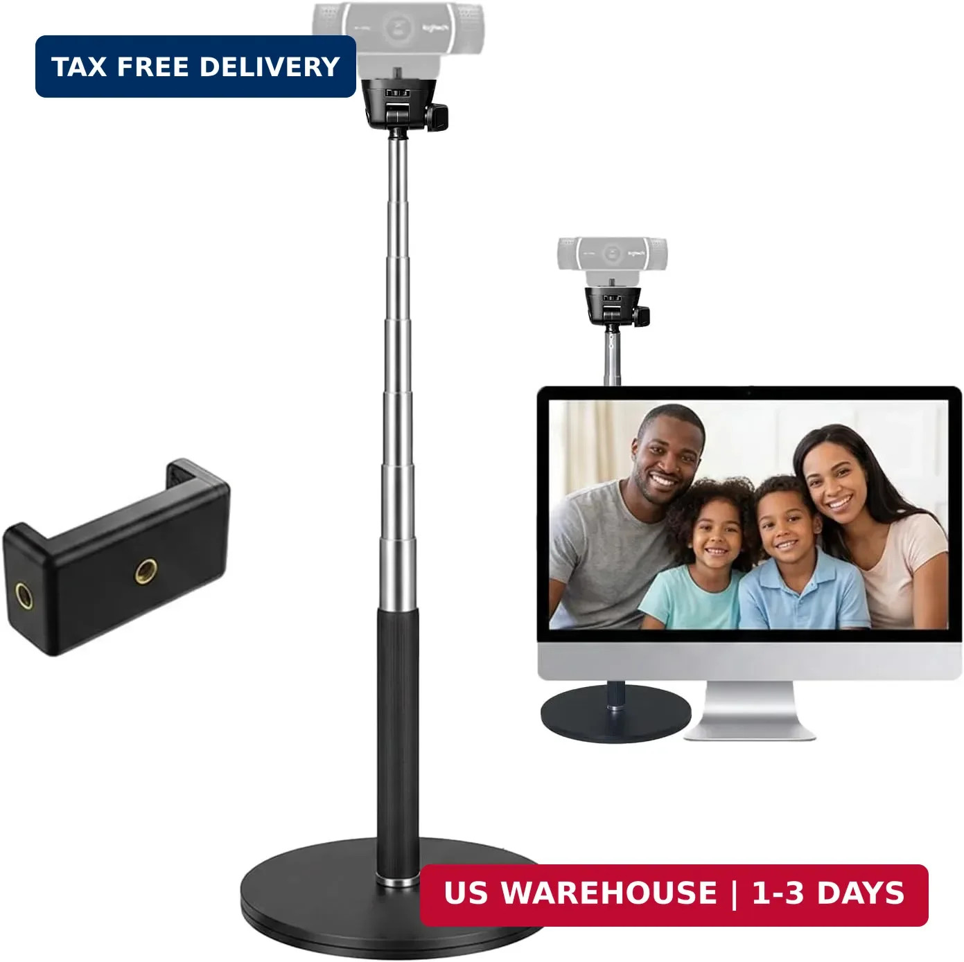 LenTok Webcam Stand for Desk, Telescopic Webcam Mount Camera Stand for Logitech