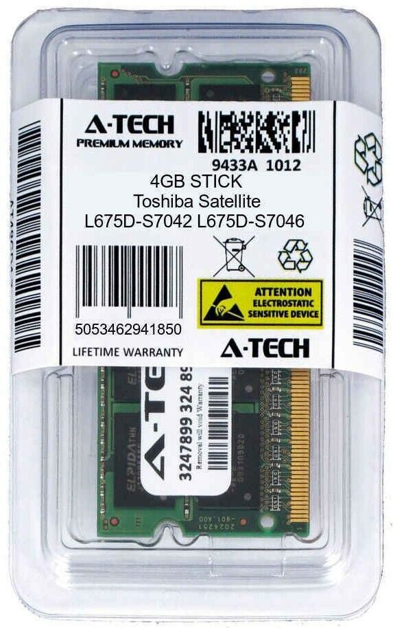 4GB DDR3 SODIMM Toshiba Satellite L675D-S7042 L675D-S7046 PC3-8500 RAM Memory 4G