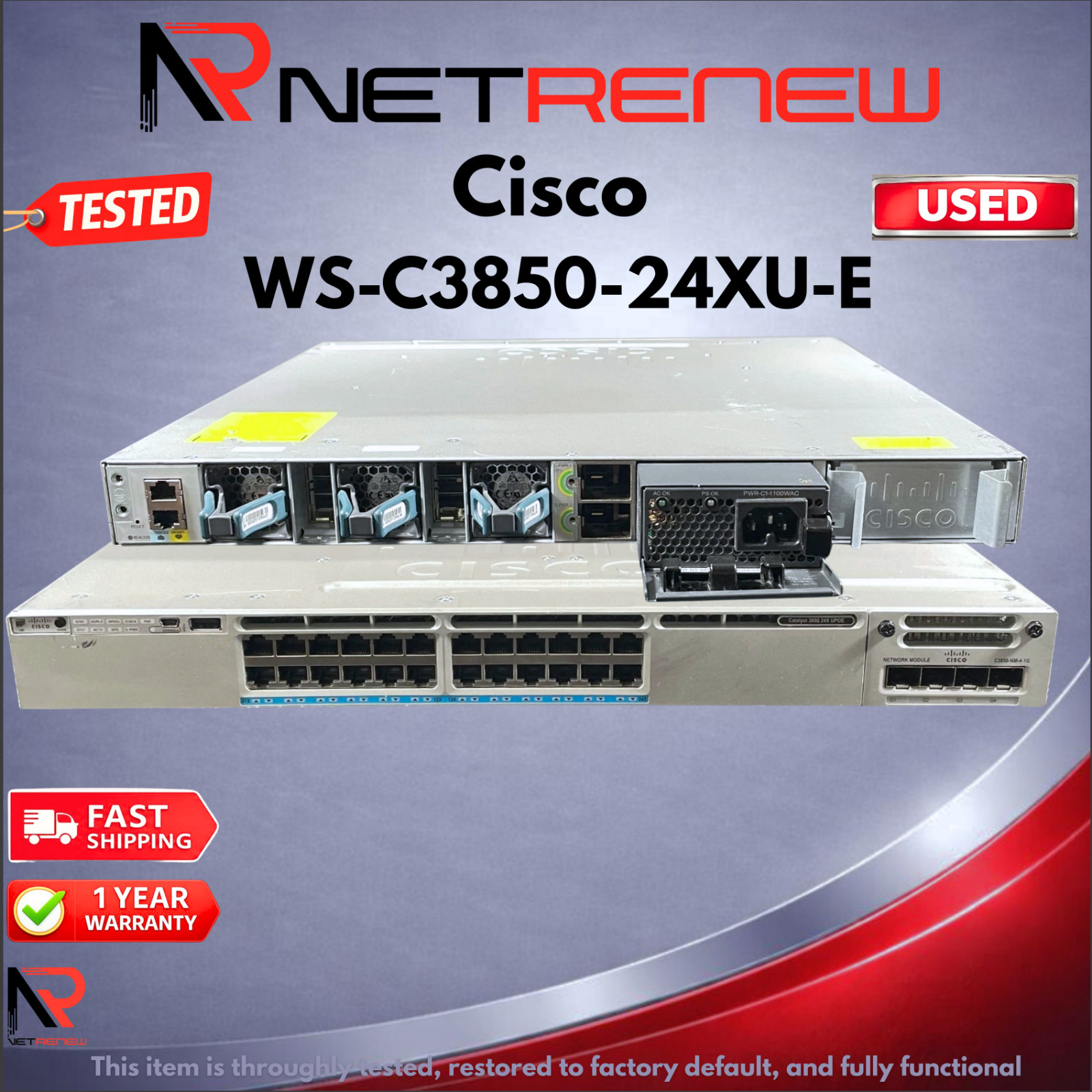 Cisco WS-C3850-24XU-E Catalyst 3850 Series 24x MultiGB UPoE RJ-45 Switch